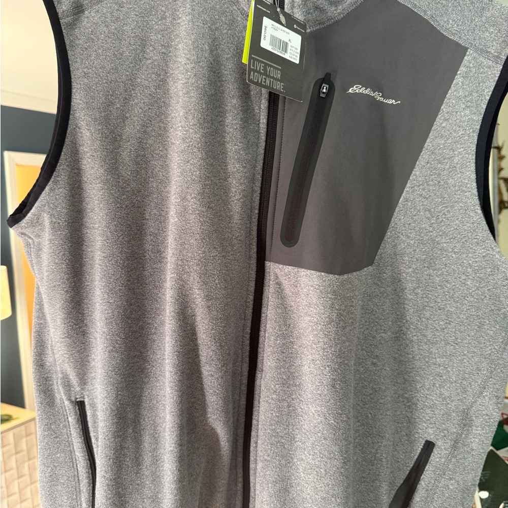 Eddie Bauer Heather Gray Vest with Black Accents